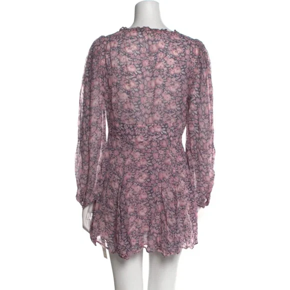 Loveshackfancy Cassidy Floral-Print Georgette Mini Dress - size 8 - Picture 8 of 9
